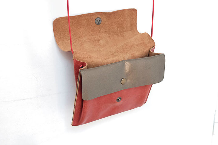 sac à main soufflet en bandoulière rouge