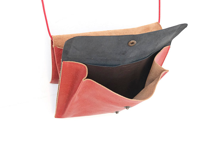 sac à main soufflet en bandoulière rouge