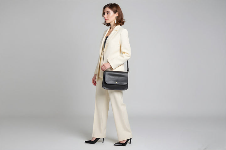 black leather crossbody handbag