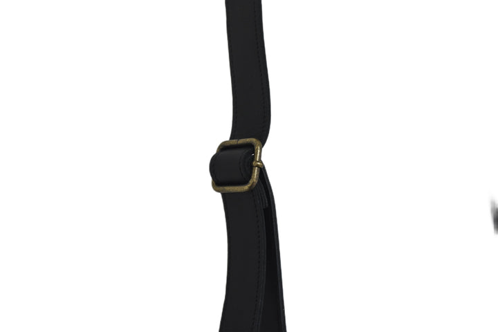 black leather handbag