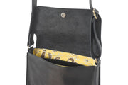 black leather handbag