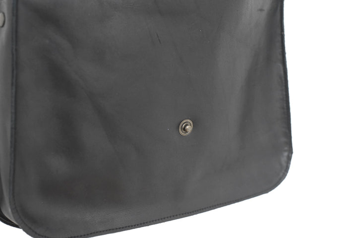 black leather handbag