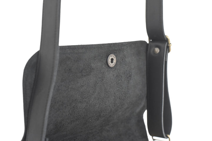 black leather handbag