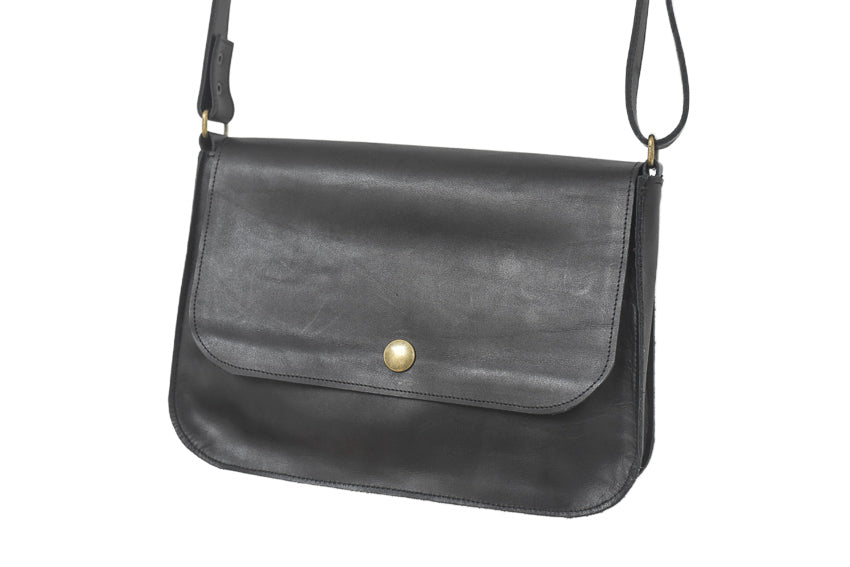 black leather handbag