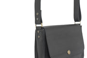 black leather handbag
