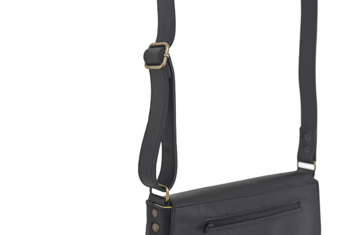 black leather handbag