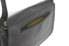 black leather handbag