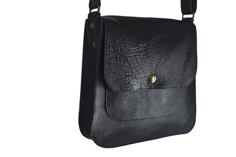 Grand Sac à main cuir noir tissu
