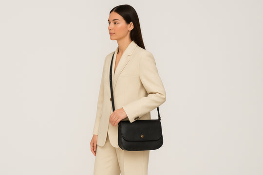 Black Leather handbag grained black