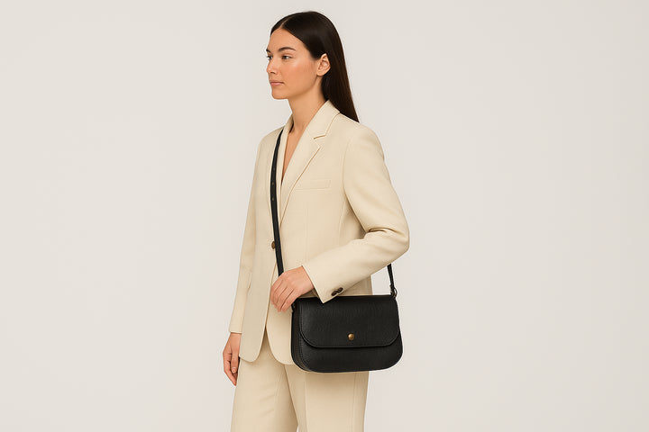 Black Leather handbag grained black