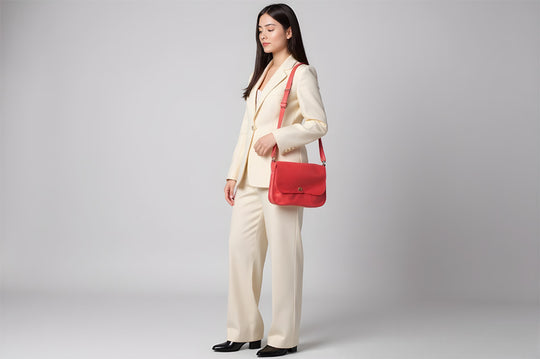 sac à main rouge en cuir souple