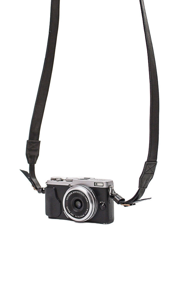 Sangle appareil photo en cuir noir