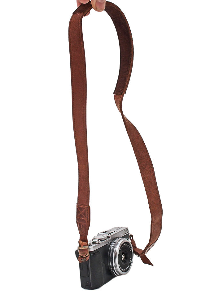 Sangle appareil photo en cuir camel 90 cm