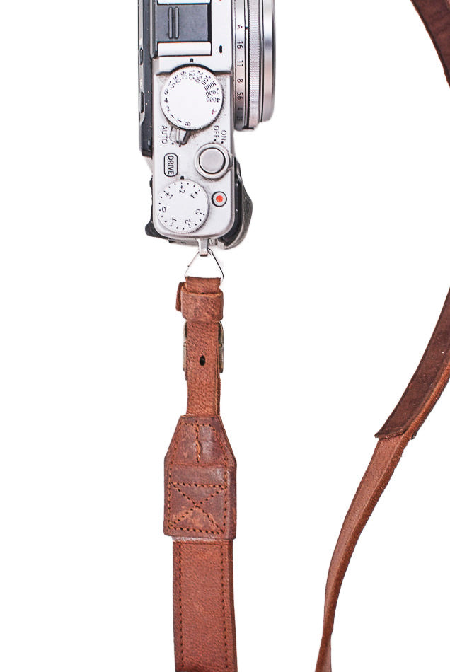 Sangle appareil photo en cuir camel 90 cm