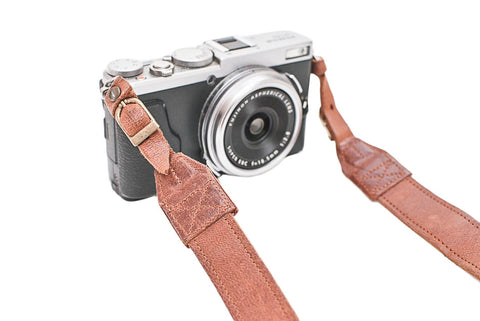 Sangle appareil photo en cuir camel 90 cm