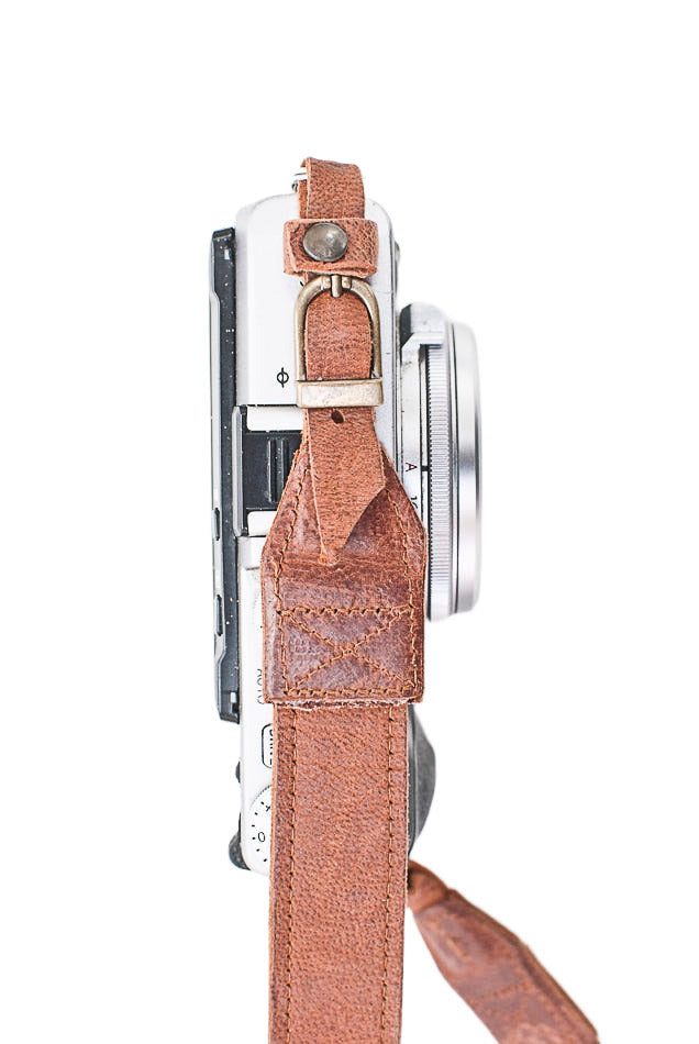 Sangle appareil photo en cuir camel 90 cm