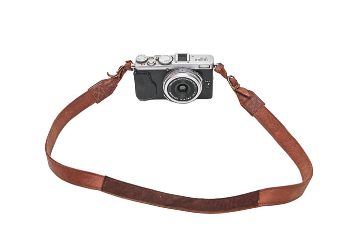 Sangle appareil photo en cuir camel 90 cm