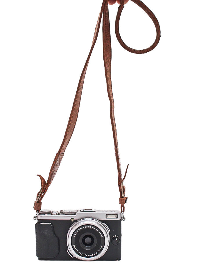 Sangle appareil photo en cuir camel 90 cm