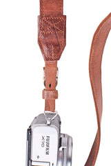 Sangle appareil photo en cuir camel 90 cm
