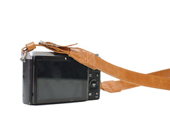 Sangle appareil photo en cuir camel clair 90cm