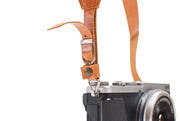 Sangle appareil photo en cuir camel clair 120cm