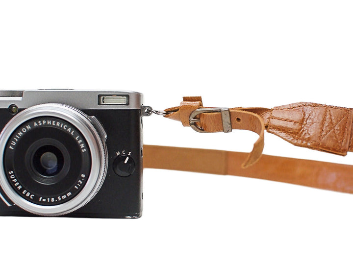 Sangle appareil photo en cuir camel clair 90cm