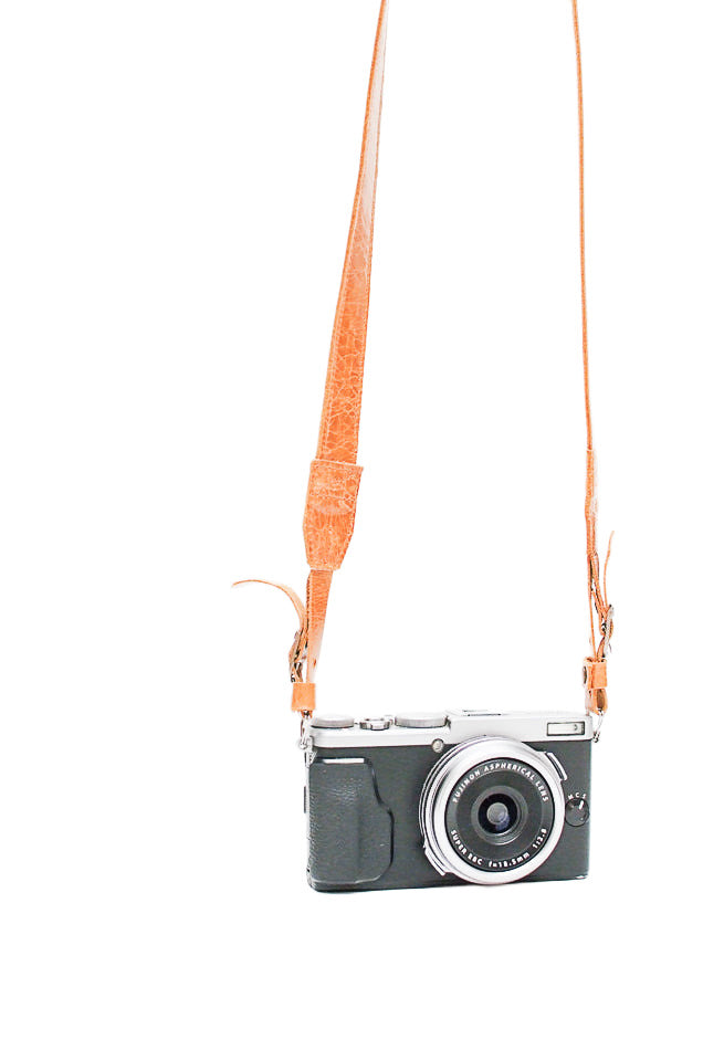 Sangle appareil photo en cuir camel clair 90cm