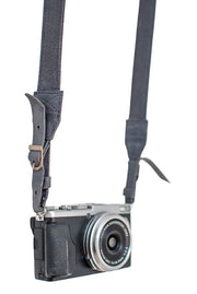 Sangle appareil photo fuji cuir bleu gris