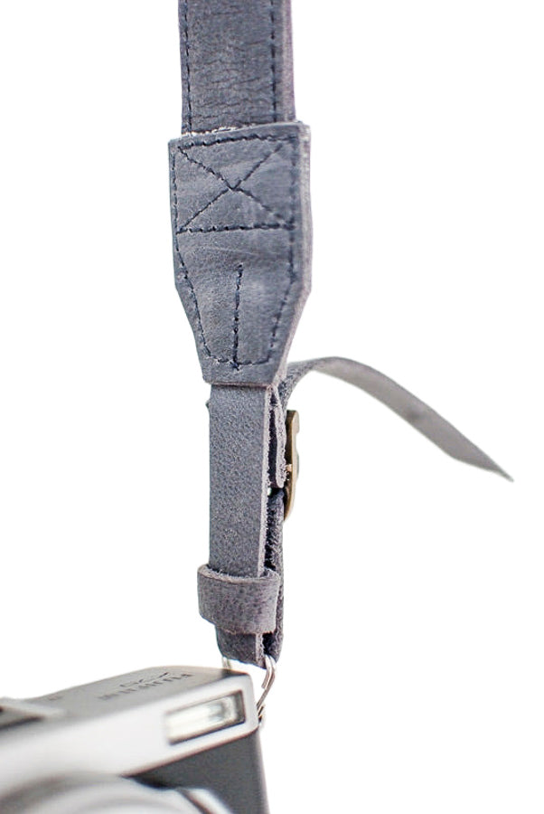 Sangle appareil photo fuji cuir bleu gris