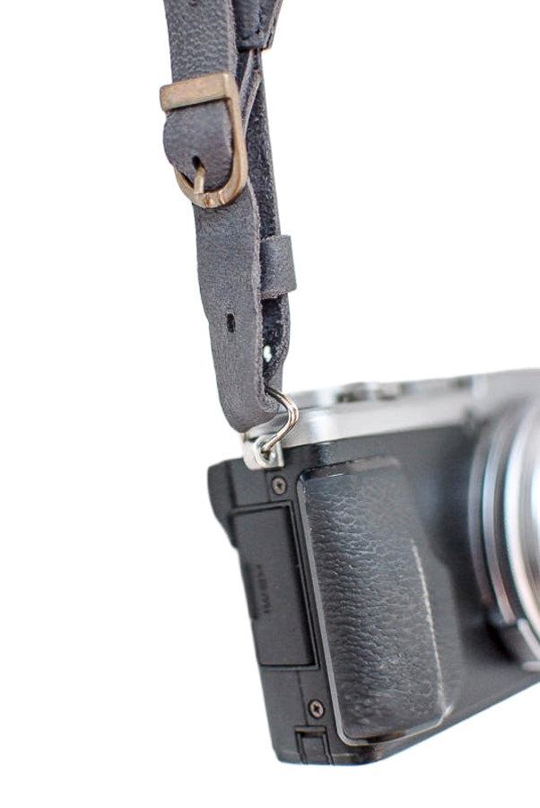 Sangle appareil photo fuji cuir bleu gris