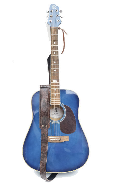 Sangle de guitare Blue Western en cuir motifs Norway