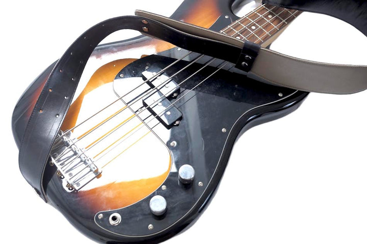 Sangle de guitare en cuir gris