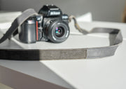 Sangle appareil photo fuji cuir bleu gris
