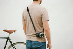 Sangle appareil photo en cuir noir