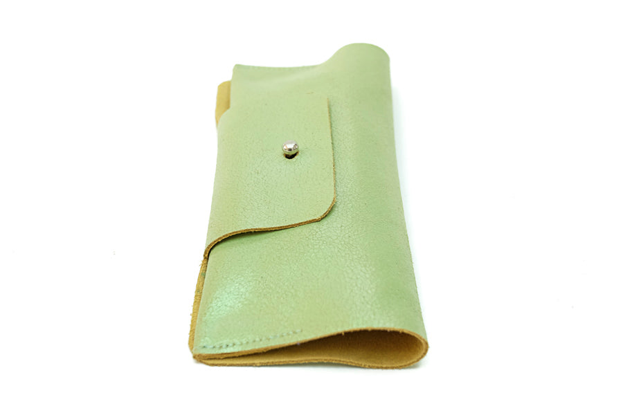 Green leather spectacle case