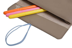 taupe leather pencil case, simple and handmade