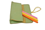 Leather pencil case green