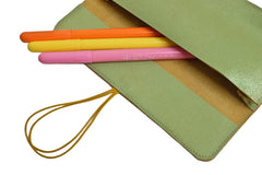 Leather pencil case green