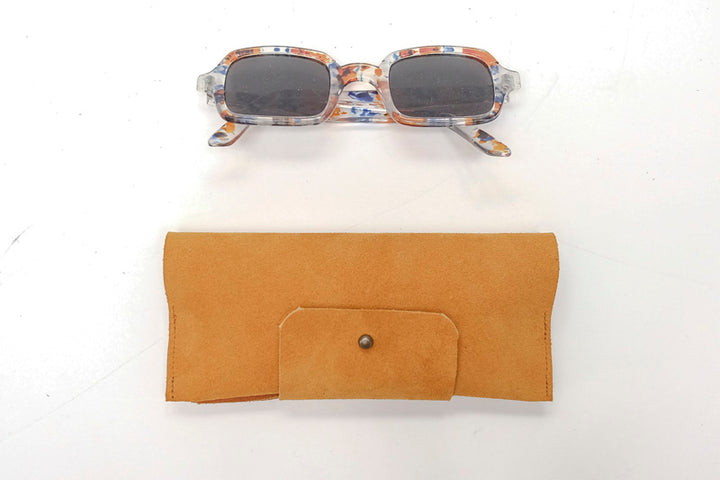 Etui à lunettes en daim orange