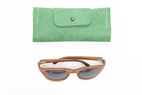 Etui lunettes en cuir vert