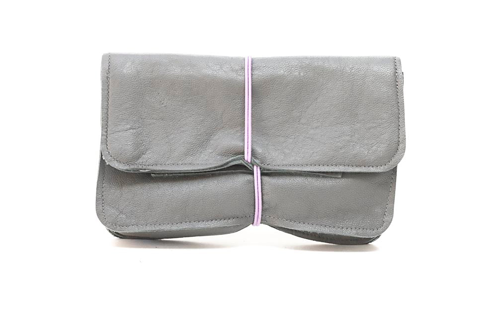 grey tobacco pouch leather