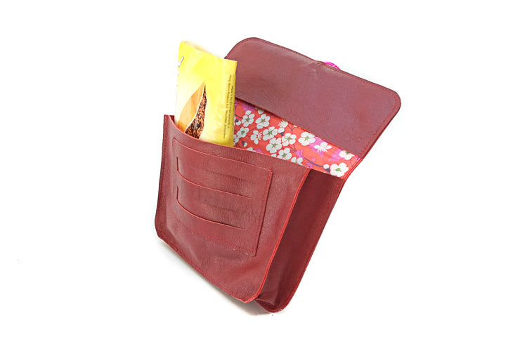 Tobacco red leather pouch