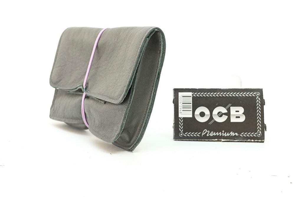grey tobacco pouch leather