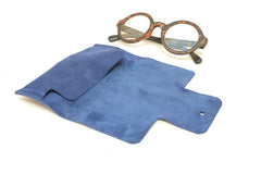 Etui à lunettes en cuir bleu