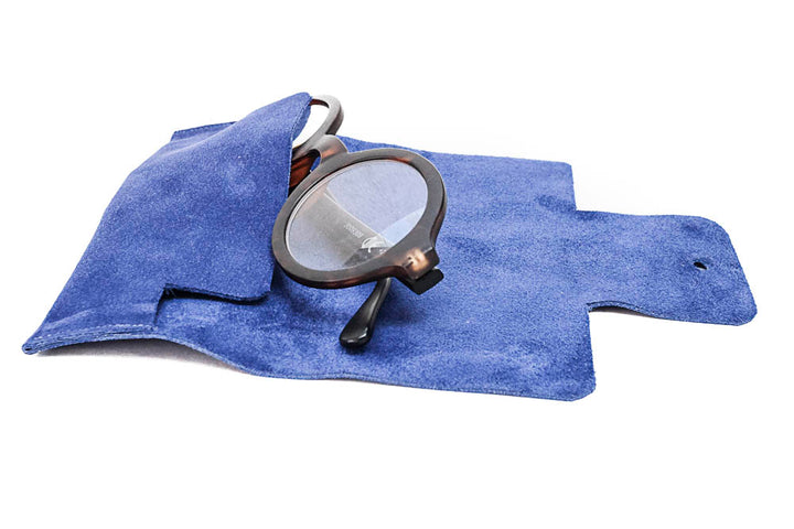 Etui à lunettes en cuir bleu