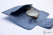 Etui à lunettes en cuir bleu marine