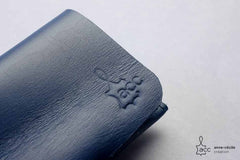 Etui à lunettes en cuir bleu marine