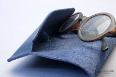 Etui à lunettes en cuir bleu marine