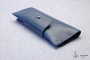 Etui à lunettes en cuir bleu marine