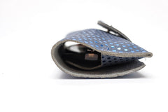 Etui à lunettes en cuir bleu paillettes